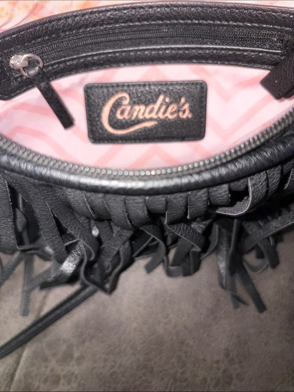 Candie's Black Fringed Crossbody Bag